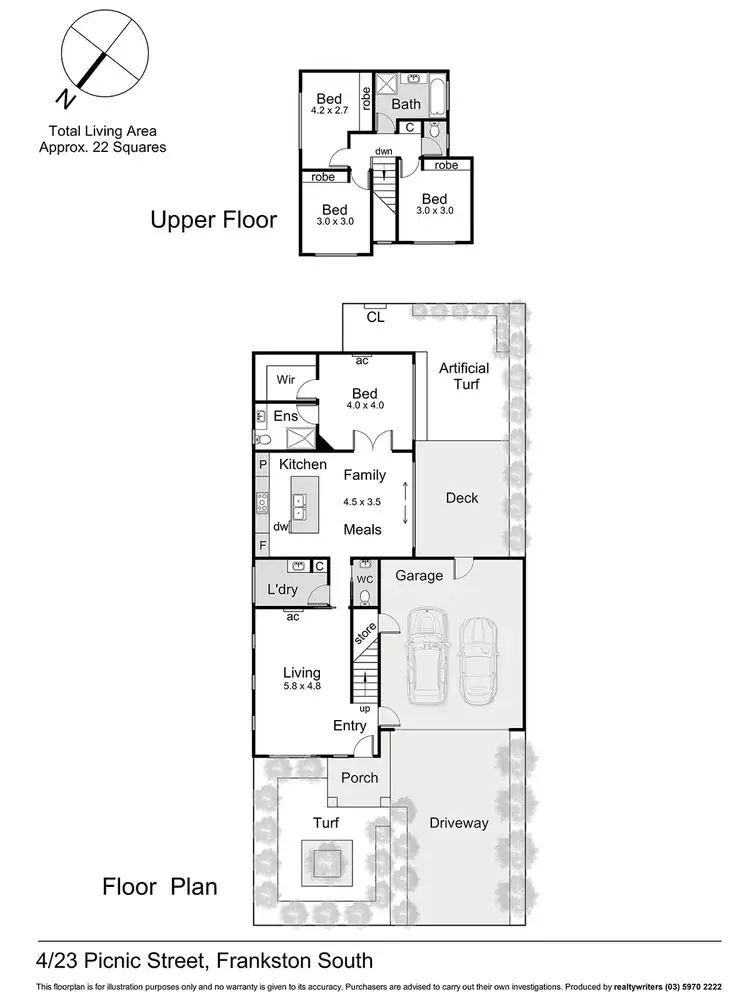 Floorplan of Homely townhouse listing, 4/23 Picnic Street, Frankston South VIC 3199