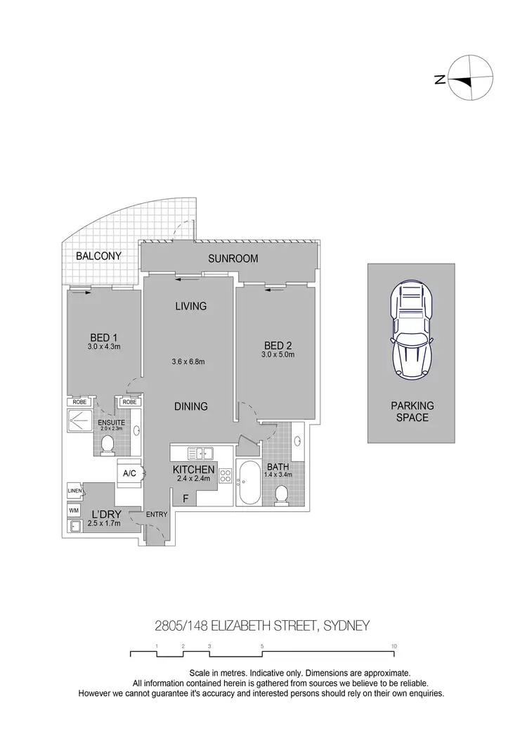 Floorplan of Homely apartment listing, 2805/148 Elizabeth Street, Sydney NSW 2000