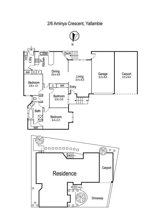 Floorplan of Homely unit listing, 2/6 Aminya Crescent, Yallambie VIC 3085