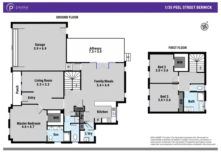 Floorplan of Homely townhouse listing, 1/35 Peel Street, Berwick VIC 3806