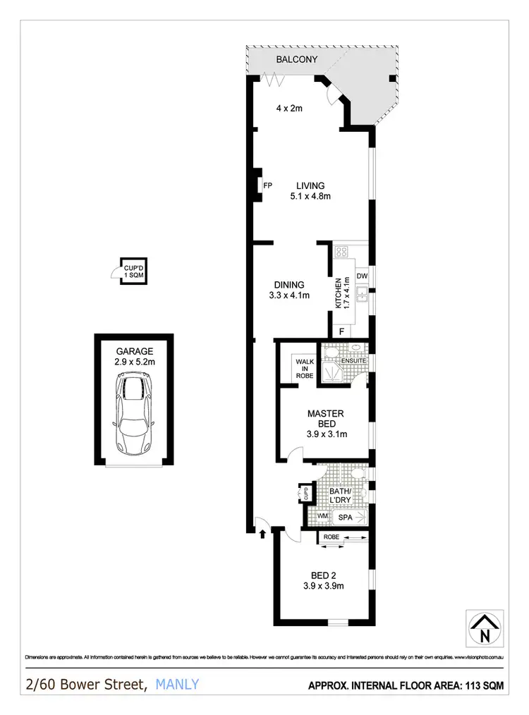 Floorplan of Homely apartment listing, 2/60 Bower Street, Manly NSW 2095