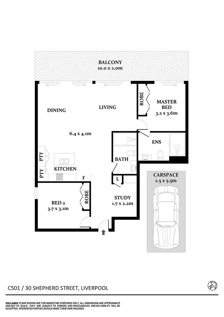 Floorplan of Homely apartment listing, 501/30 Shepherd Street, Liverpool NSW 2170