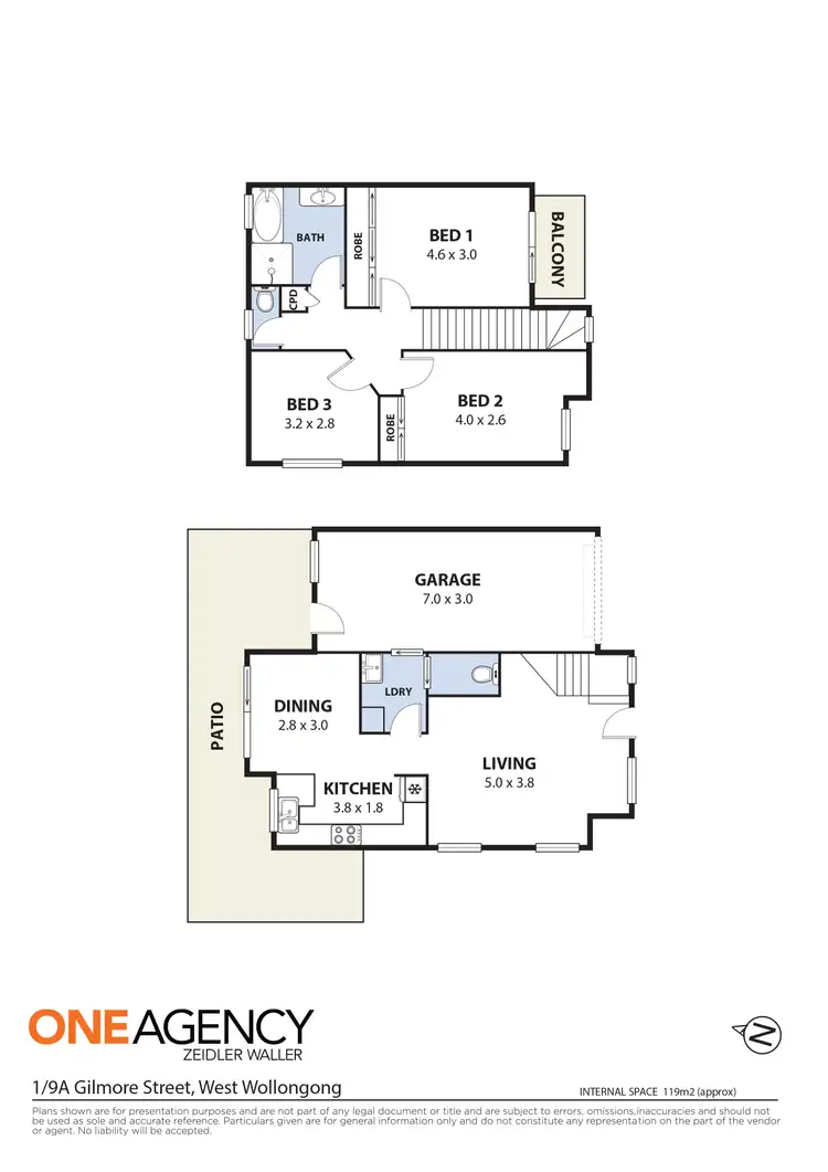 Floorplan of Homely townhouse listing, 1/9A Gilmore Street, West Wollongong NSW 2500