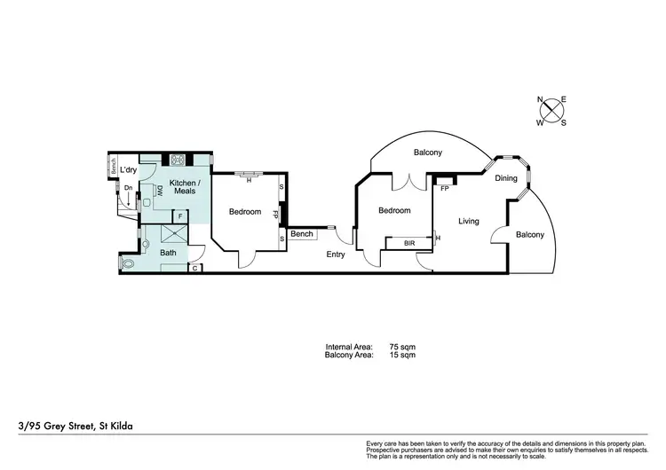 Floorplan of Homely apartment listing, 3/95 Grey Street, St Kilda VIC 3182