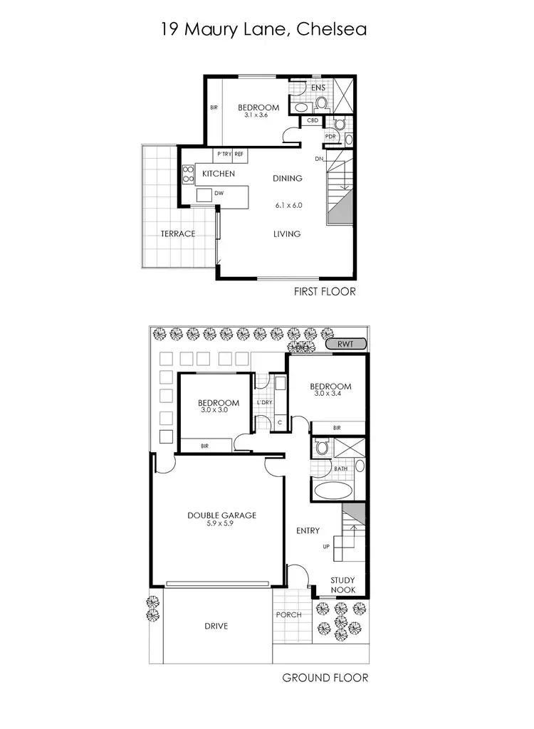 Floorplan of Homely townhouse listing, 19 Maury Lane, Chelsea VIC 3196