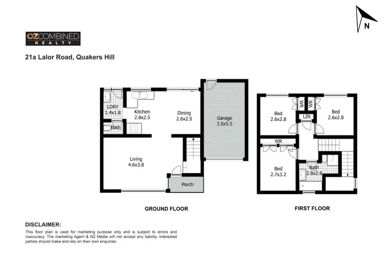 Floorplan of Homely semi-detached listing, 21A Lalor Road, Quakers Hill NSW 2763