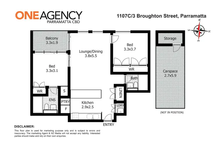 Floorplan of Homely apartment listing, 1107C/3 Broughton Street, Parramatta NSW 2150