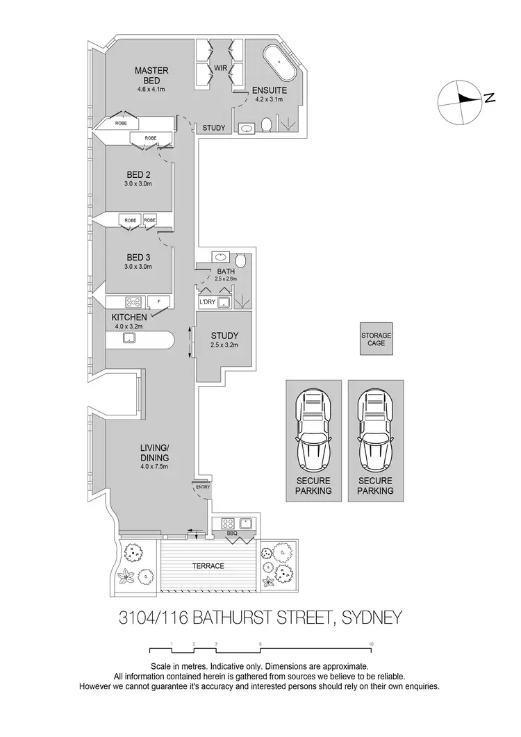 Floorplan of Homely apartment listing, 3302/116 Bathurst Street, Sydney NSW 2000