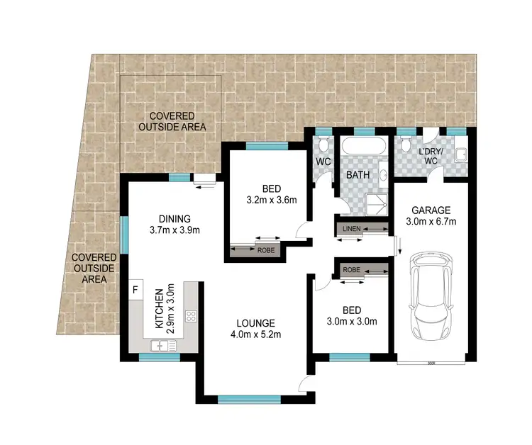 Floorplan of Homely semi-detached listing, 1/19 Pelican Court, West Haven NSW 2443