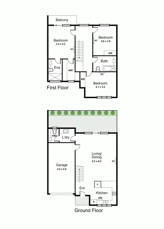 Floorplan of Homely townhouse listing, 2/309 Hawthorn Road, Caulfield VIC 3162