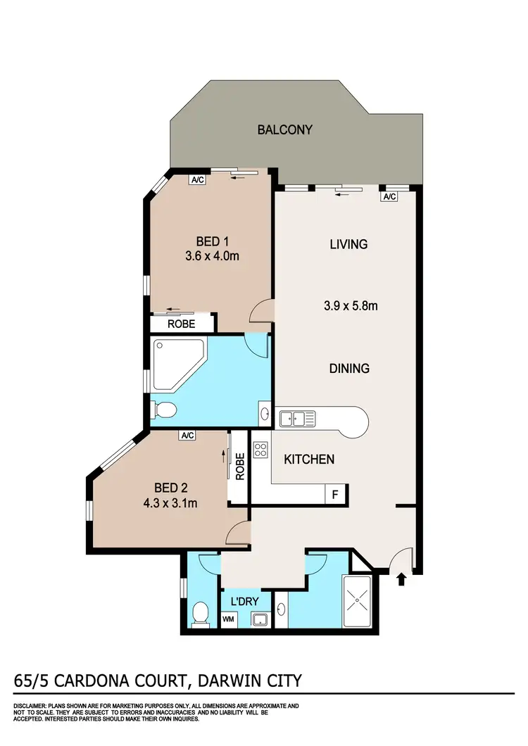 Floorplan of Homely apartment listing, 65/5 Cardona Court, Darwin City NT 800