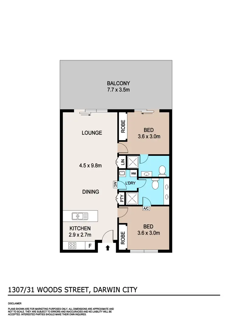 Floorplan of Homely apartment listing, 1307/31 Woods Street, Darwin City NT 800
