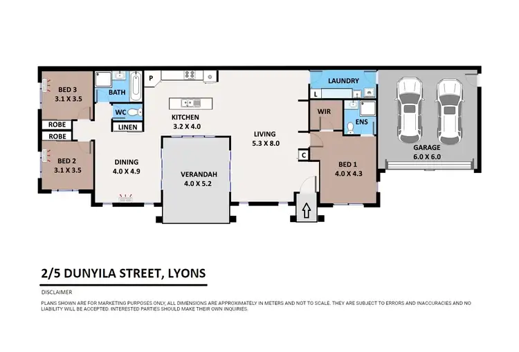 Floorplan of Homely semi-detached listing, 2/5 Dunyila Street, Lyons NT 810