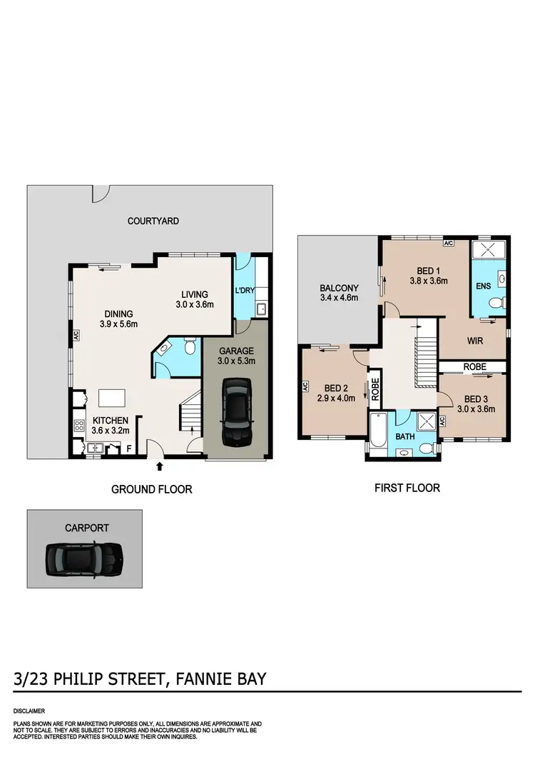 Floorplan of Homely townhouse listing, 3/23 Philip Street, Fannie Bay NT 820