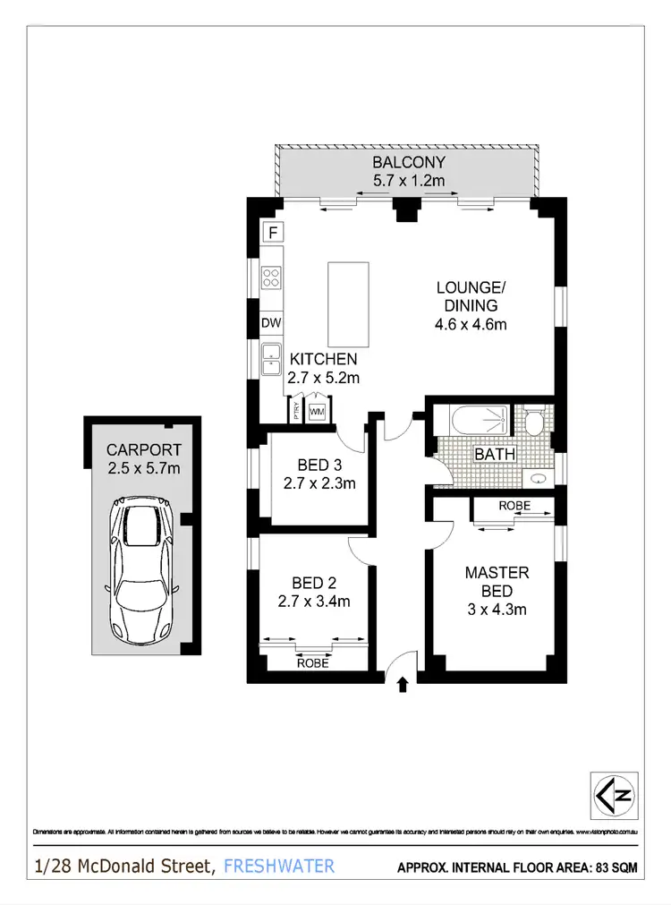 Floorplan of Homely apartment listing, 1/28 McDonald Street, Freshwater NSW 2096