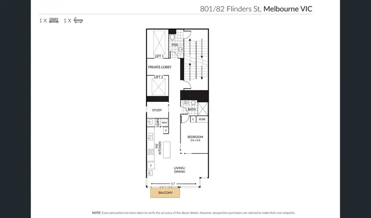 Floorplan of Homely apartment listing, 801/82 Flinders Street, Melbourne VIC 3000