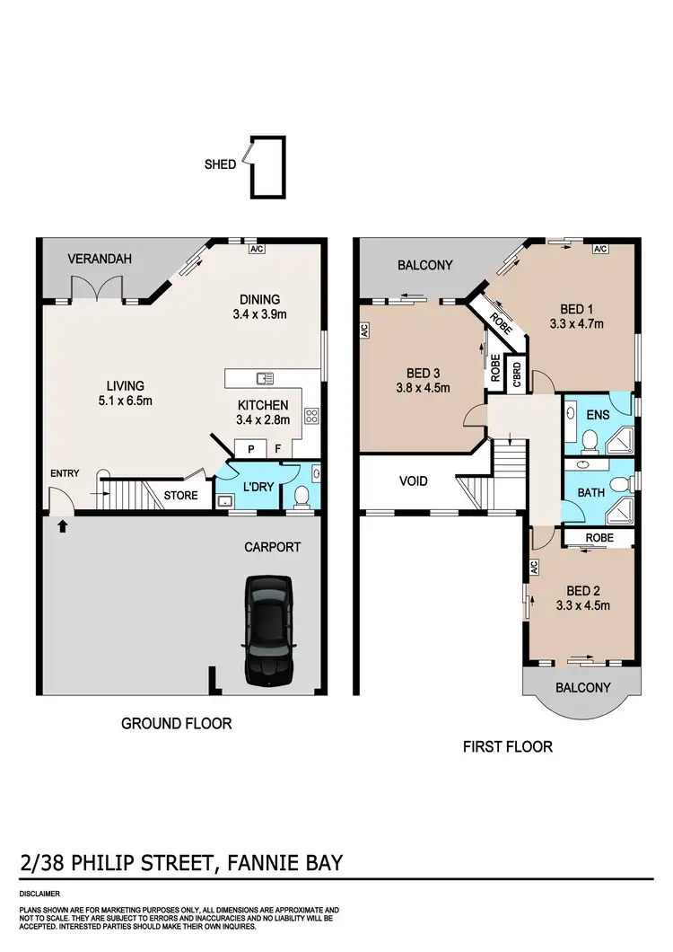 Floorplan of Homely townhouse listing, 2/38 Philip Street, Fannie Bay NT 820