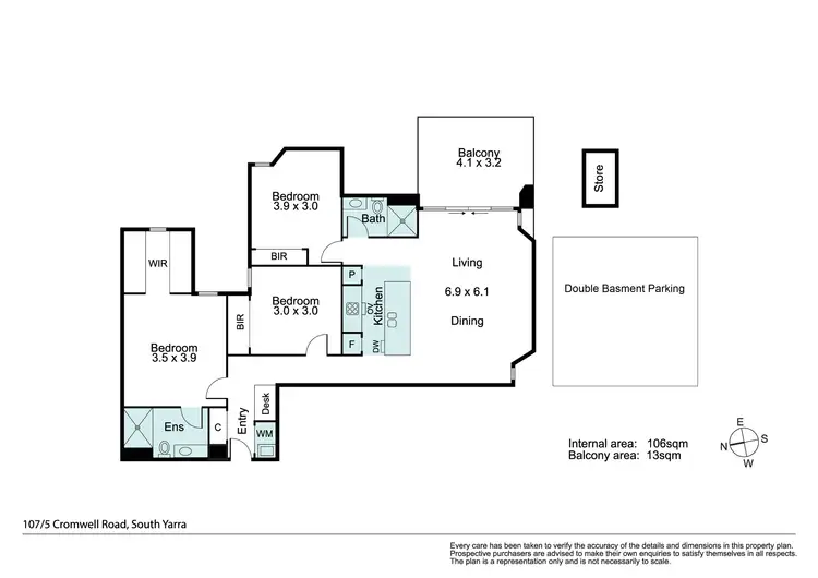 Floorplan of Homely apartment listing, 107/15 Cromwell Road, South Yarra VIC 3141