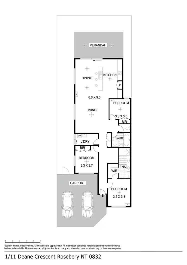 Floorplan of Homely semi-detached listing, 1/11 Deane Crescent, Rosebery NT 832