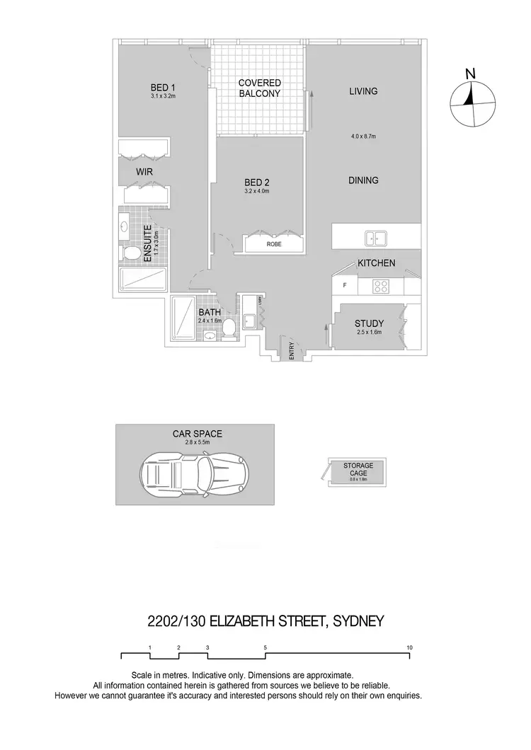 Floorplan of Homely apartment listing, 2202/130 Elizabeth Street, Sydney NSW 2000