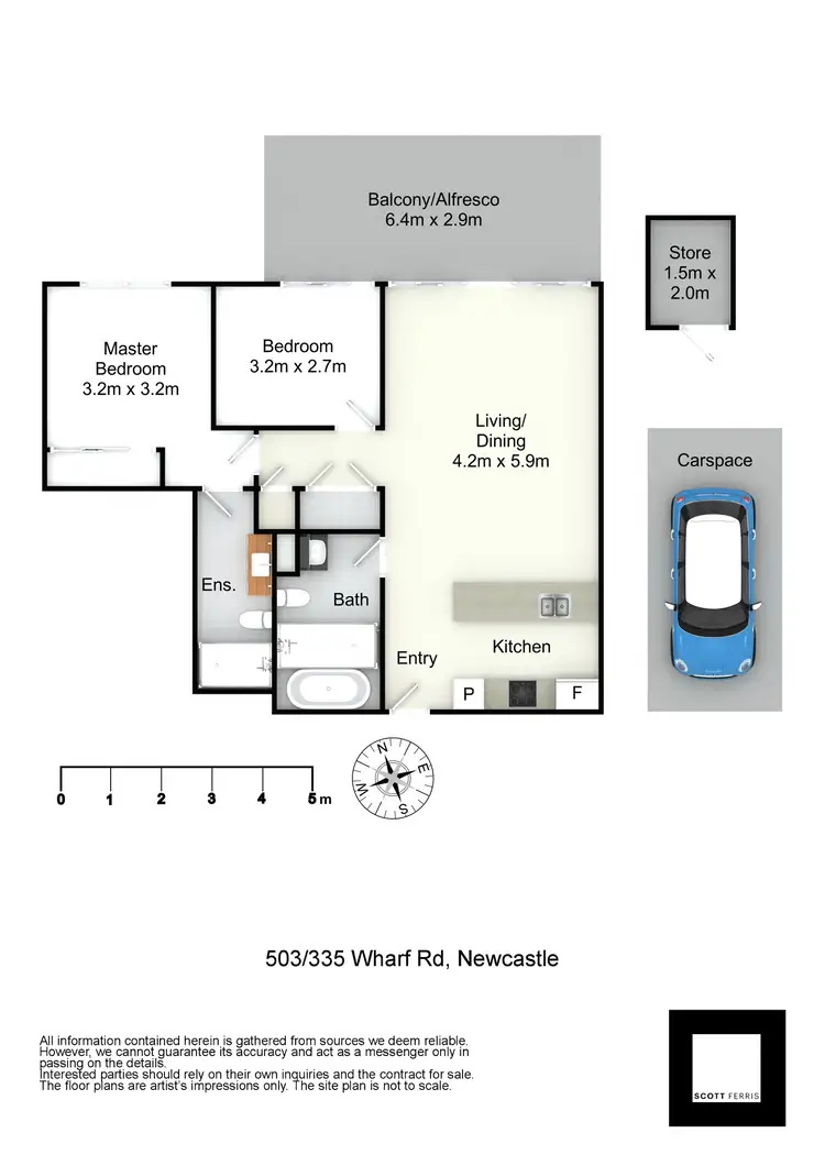 Floorplan of Homely apartment listing, 503/335 Wharf Road, Newcastle NSW 2300