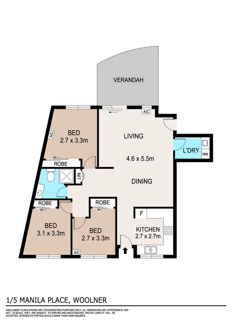 Floorplan of Homely unit listing, 1/5 Manila Place, Woolner NT 820