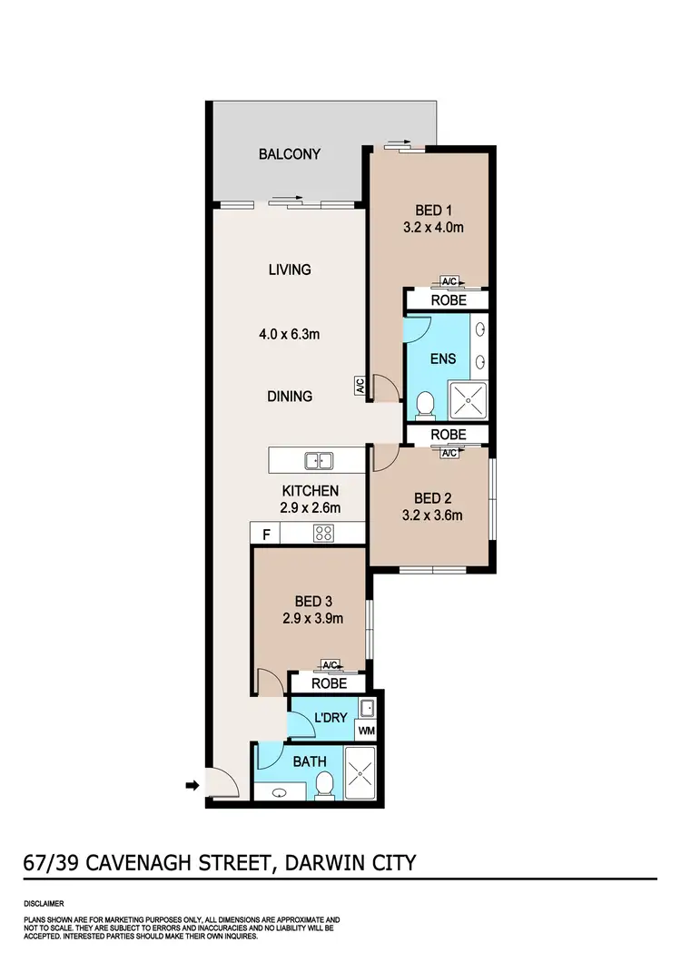 Floorplan of Homely apartment listing, 707/39 Cavenagh Street, Darwin City NT 800