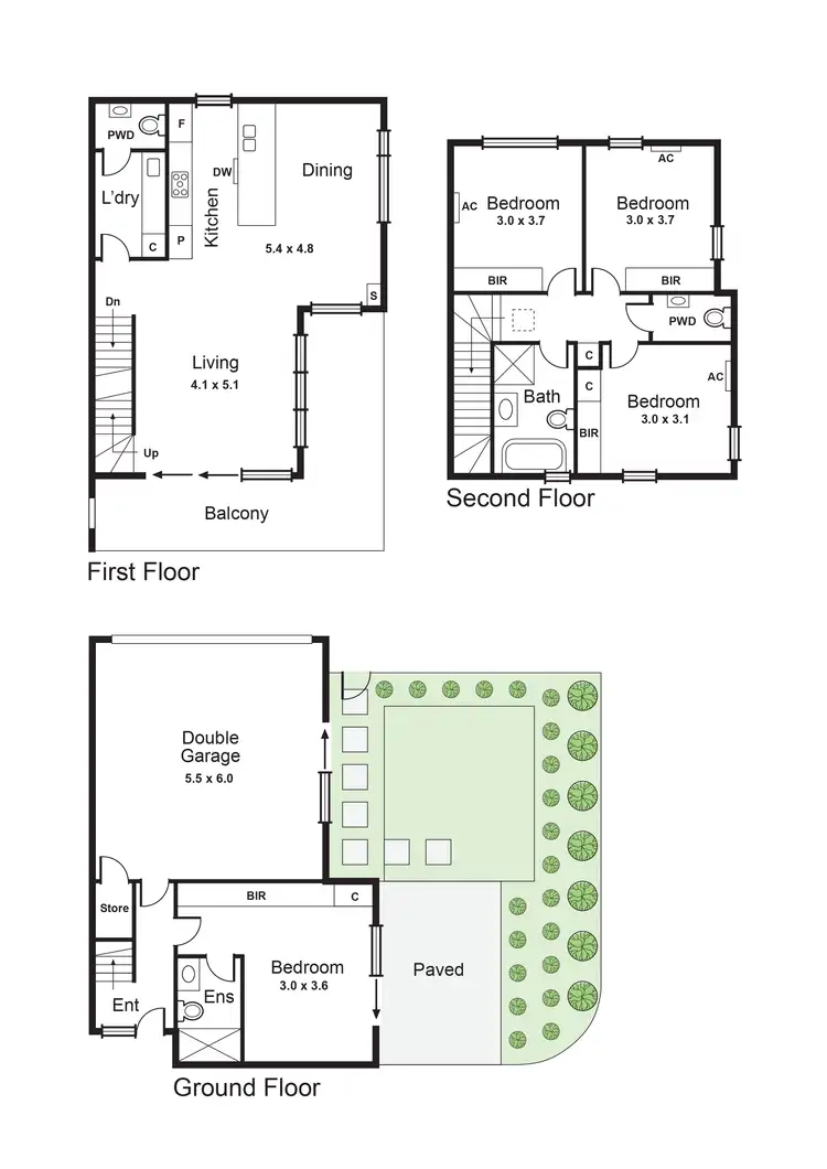 Floorplan of Homely townhouse listing, 1/29-31 Jersey Parade, Carnegie VIC 3163