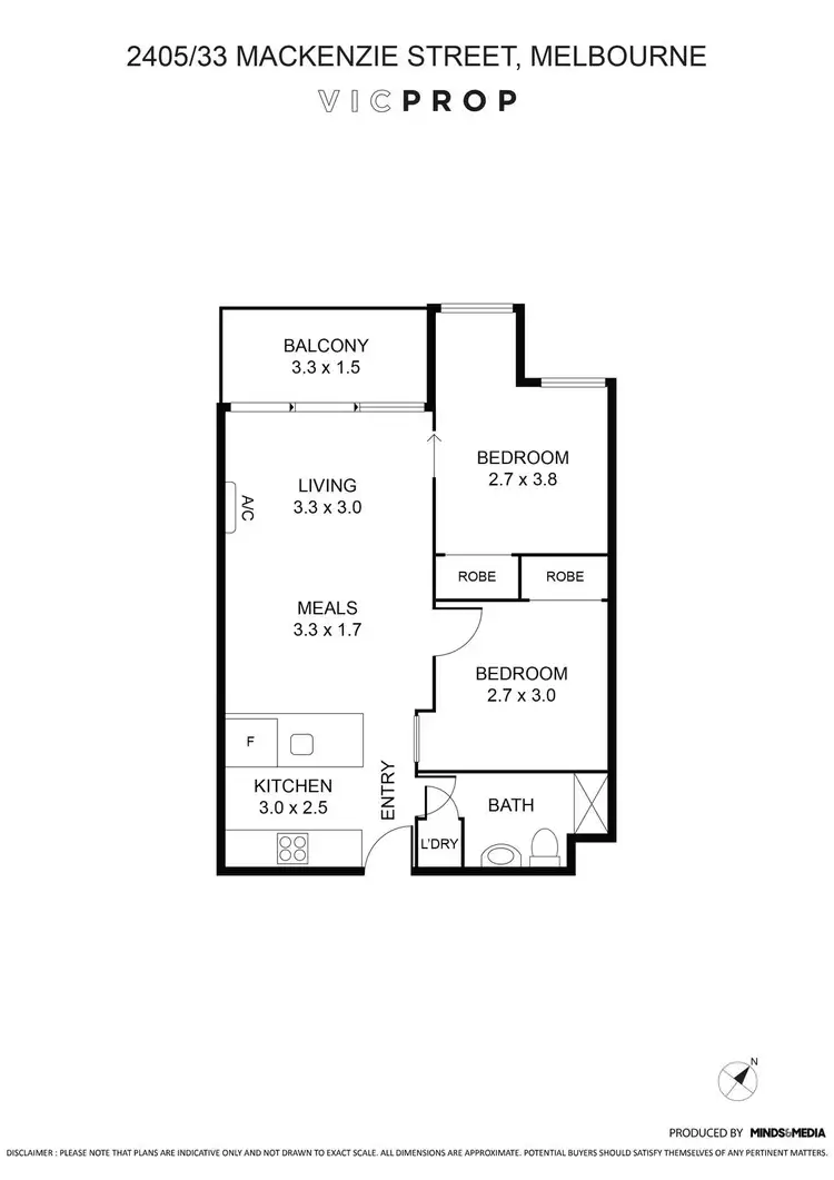 Floorplan of Homely apartment listing, 2405/33 Mackenzie Street, Melbourne VIC 3000