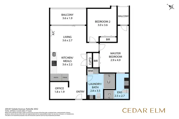 Floorplan of Homely apartment listing, 205/67 Galada Avenue, Parkville VIC 3052