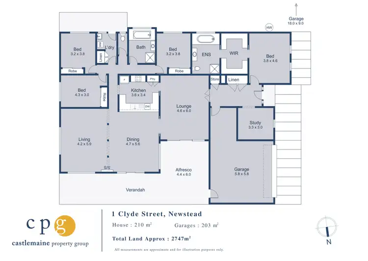 Floorplan of Homely house listing, 1 Clyde Street, Newstead VIC 3462