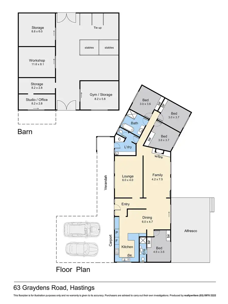 Floorplan of Homely rural property listing, 63 Graydens Road, Hastings VIC 3915