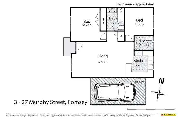 Floorplan of Homely unit listing, 3/27 Murphy Street, Romsey VIC 3434