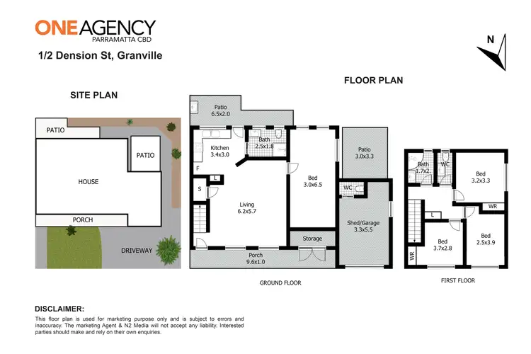 Floorplan of Homely semi-detached listing, 1/2 Denison Street, Granville NSW 2142