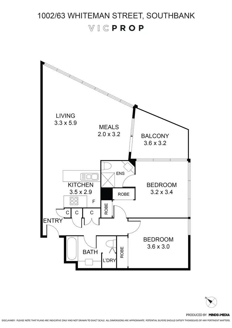 Floorplan of Homely apartment listing, 1002/63 Whiteman Street, Southbank VIC 3006