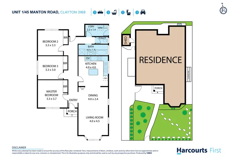 Floorplan of Homely unit listing, 1/45 Manton Road, Clayton VIC 3168