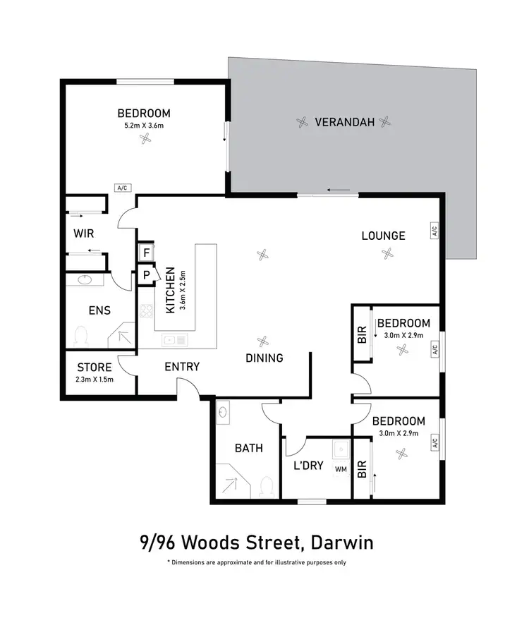 Floorplan of Homely unit listing, 9/96 Woods Street, Darwin City NT 800