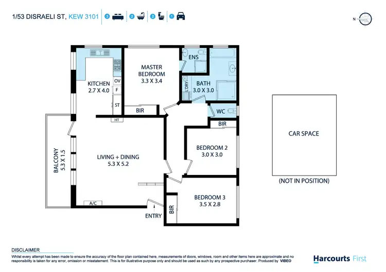 Floorplan of Homely unit listing, 1/53 Disraeli Street, Kew VIC 3101