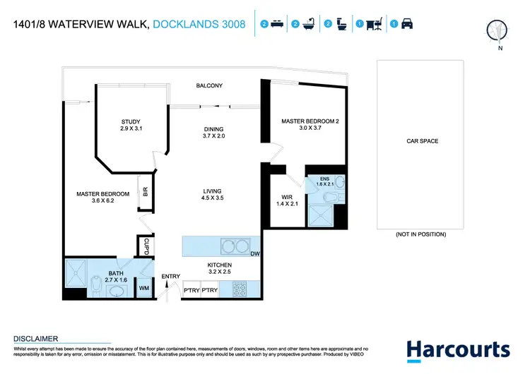 Floorplan of Homely apartment listing, 1401/8 Waterview Walk, Docklands VIC 3008
