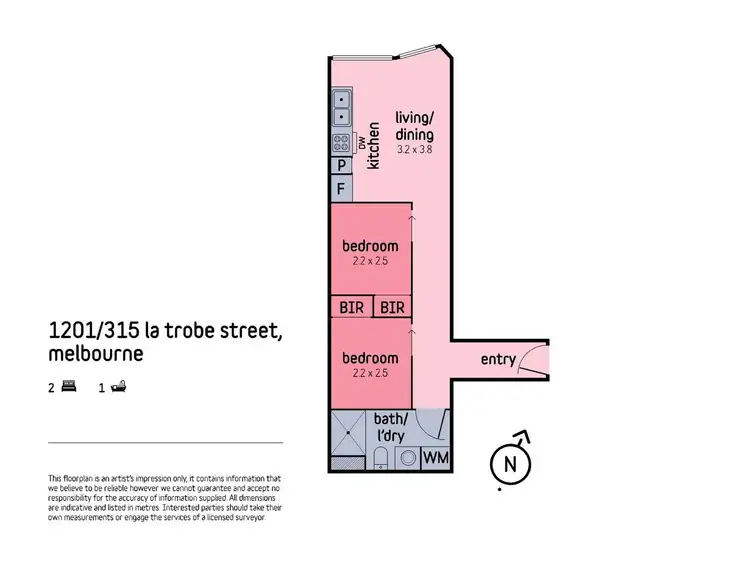 Floorplan of Homely apartment listing, 1201/315 La Trobe Street, Melbourne VIC 3000