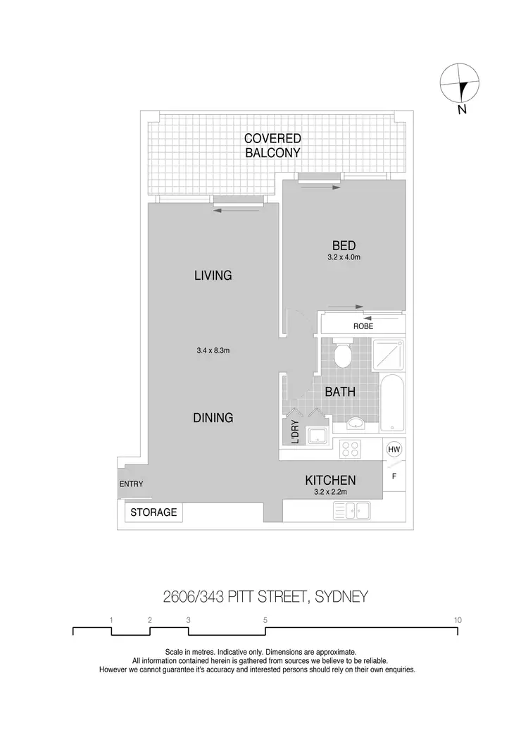 Floorplan of Homely apartment listing, 2606/343-357 Pitt Street, Sydney NSW 2000