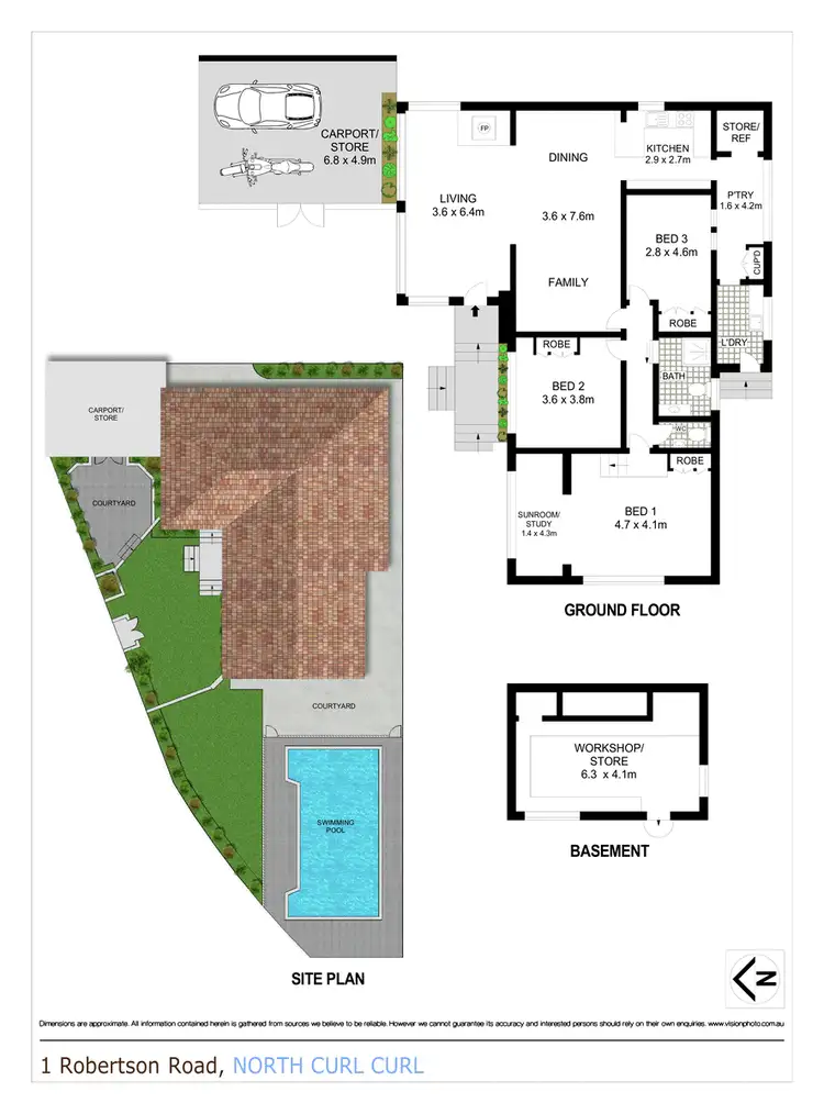 Floorplan of Homely house listing, 1 Robertson Road, North Curl Curl NSW 2099