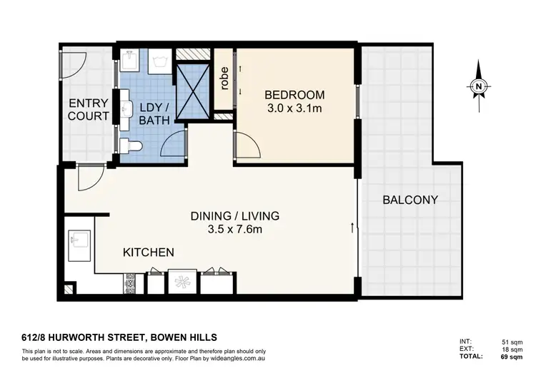 Floorplan of Homely unit listing, 612/8 Hurworth Street, Bowen Hills QLD 4006