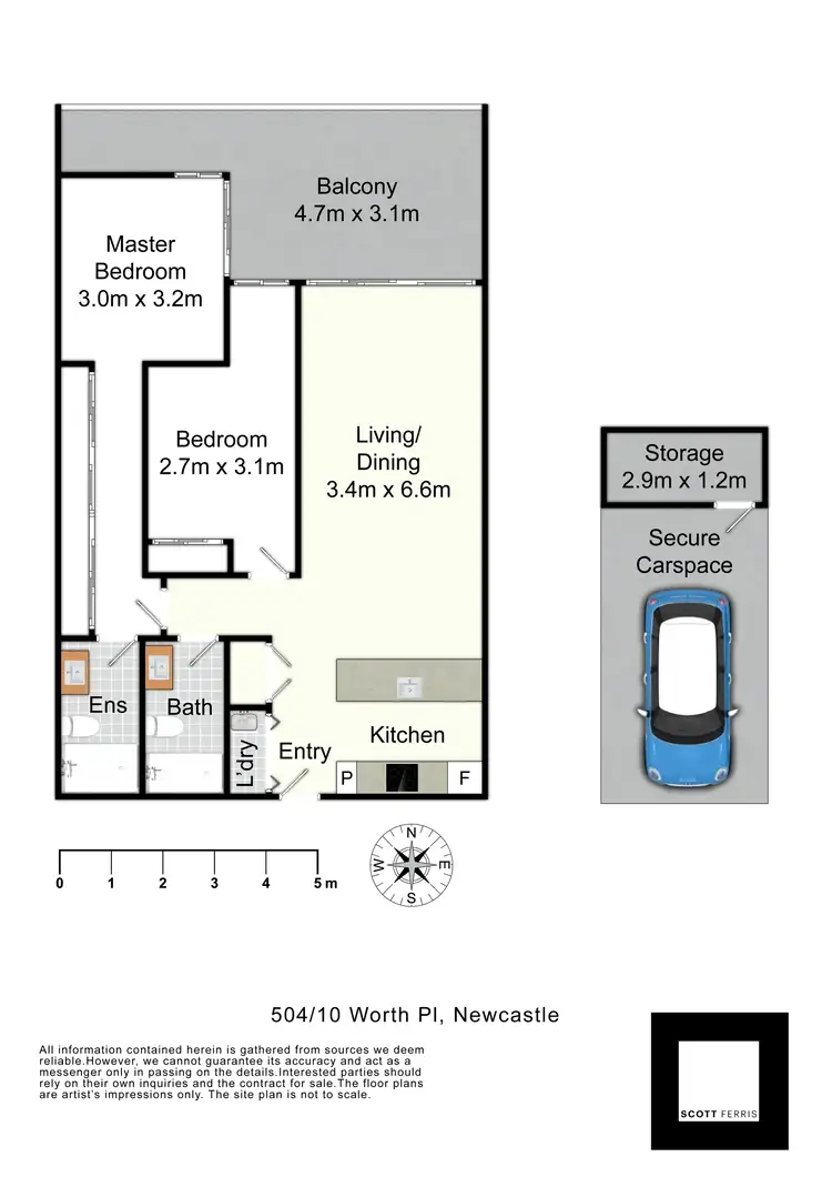 Floorplan of Homely apartment listing, 504/10 Worth Place, Newcastle NSW 2300
