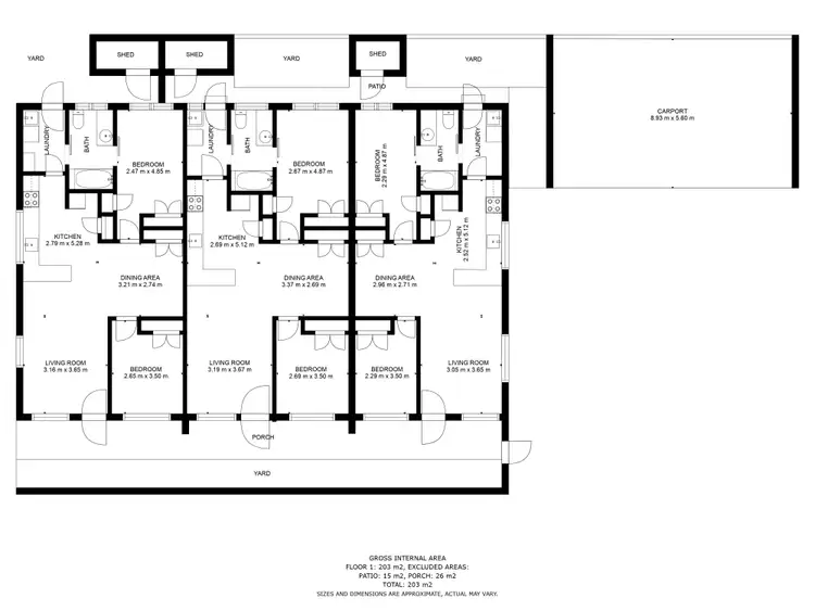 Floorplan of Homely block of units listing, 1-3/460 Kemp Street, Lavington NSW 2641