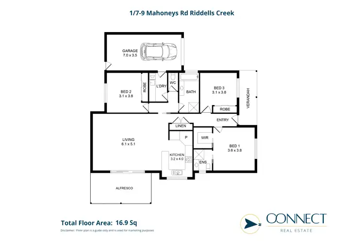 Floorplan of Homely unit listing, Unit 1/7-9 Mahoneys Road, Riddells Creek VIC 3431
