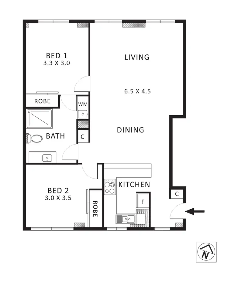 Floorplan of Homely apartment listing, 305/166 Flinders Street, Melbourne VIC 3000