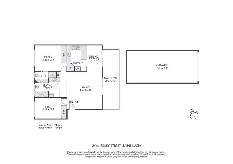 Floorplan of Homely unit listing, 2/64 Sisley Street, St Lucia QLD 4067