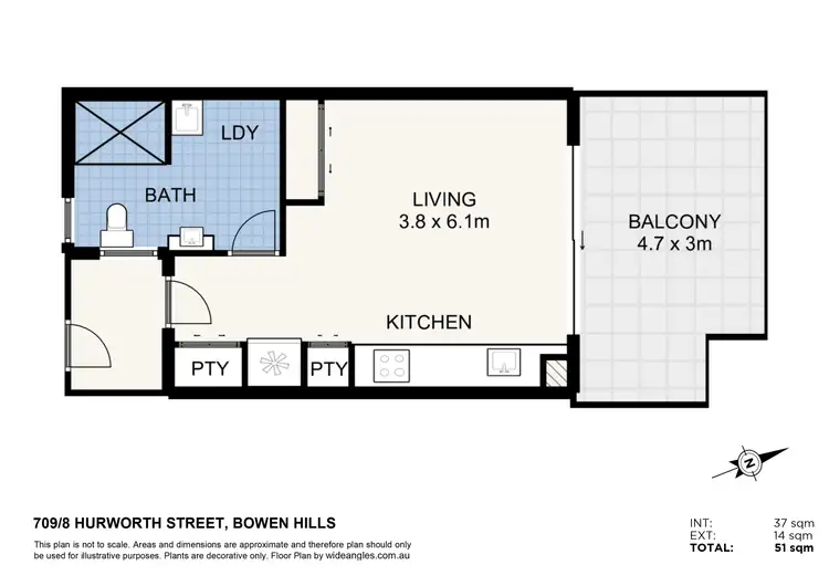 Floorplan of Homely unit listing, 709/8 Hurworth Street, Bowen Hills QLD 4006