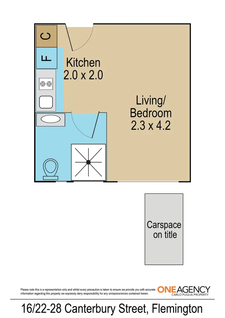 Floorplan of Homely studio listing, 16/22-28 Canterbury Street, Flemington VIC 3031